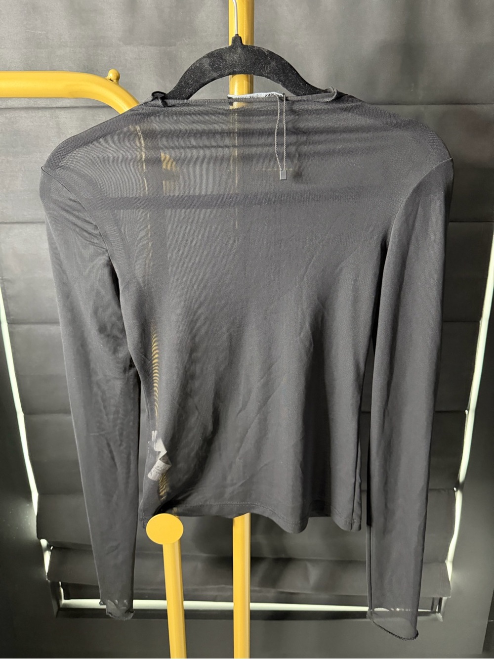 Zara Black Long-Sleeve Sheer Top NWOT